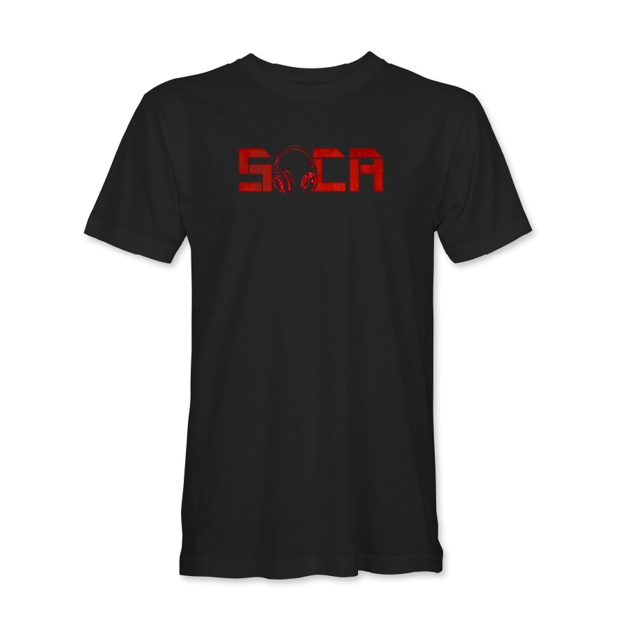 Soca Red headphones black t-shirt men